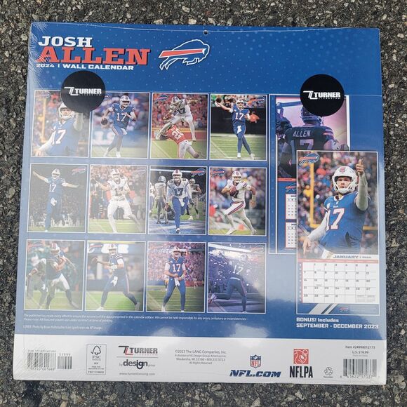 NFL Buffalo Bills Josh Allen 2024 12x12 Player Wall Calendar - Picture 3 of 3
